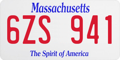 MA license plate 6ZS941