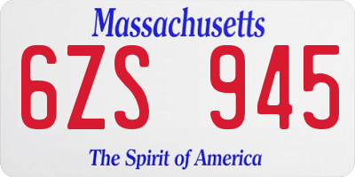 MA license plate 6ZS945