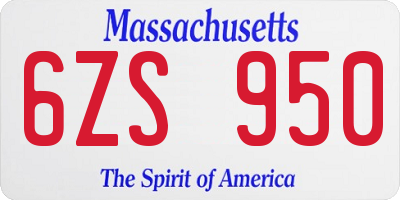 MA license plate 6ZS950