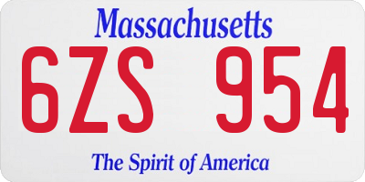 MA license plate 6ZS954