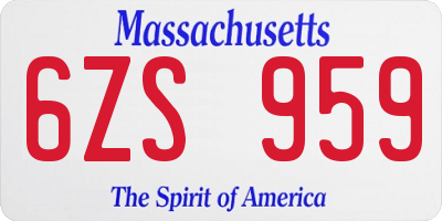 MA license plate 6ZS959