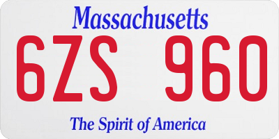 MA license plate 6ZS960