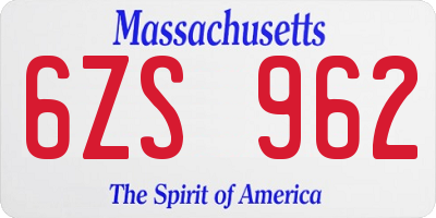MA license plate 6ZS962