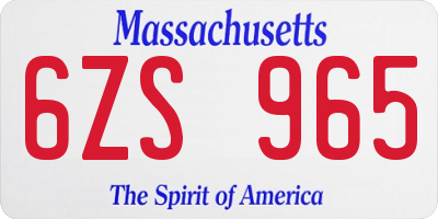 MA license plate 6ZS965