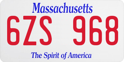 MA license plate 6ZS968