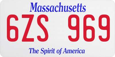 MA license plate 6ZS969