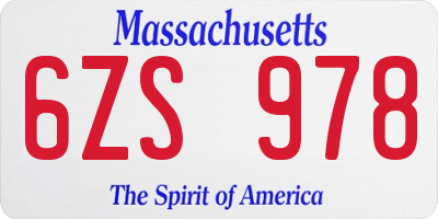 MA license plate 6ZS978