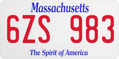 MA license plate 6ZS983
