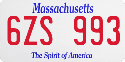 MA license plate 6ZS993