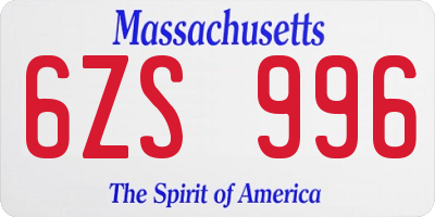 MA license plate 6ZS996