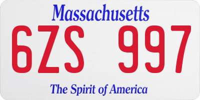 MA license plate 6ZS997