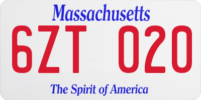 MA license plate 6ZT020