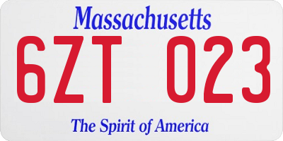 MA license plate 6ZT023