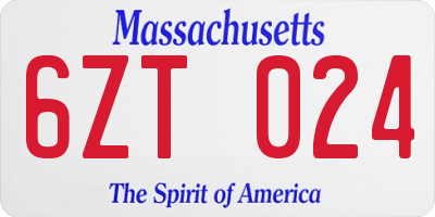 MA license plate 6ZT024