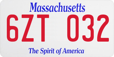MA license plate 6ZT032