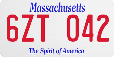 MA license plate 6ZT042