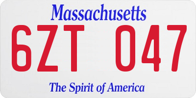 MA license plate 6ZT047
