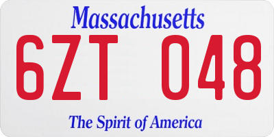 MA license plate 6ZT048