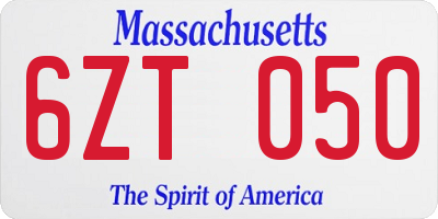 MA license plate 6ZT050