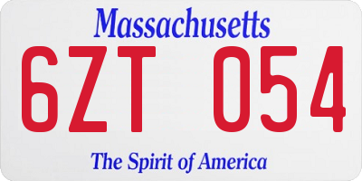 MA license plate 6ZT054