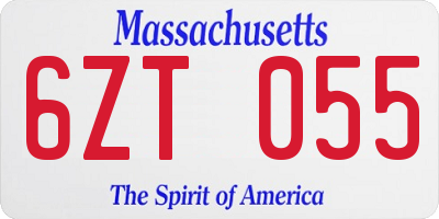 MA license plate 6ZT055
