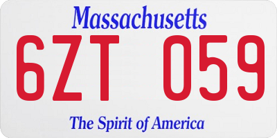 MA license plate 6ZT059