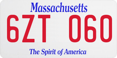 MA license plate 6ZT060