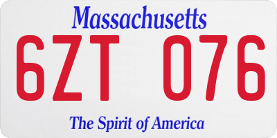 MA license plate 6ZT076