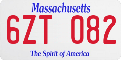 MA license plate 6ZT082