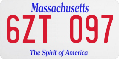 MA license plate 6ZT097