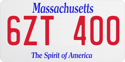 MA license plate 6ZT400