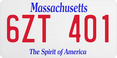 MA license plate 6ZT401