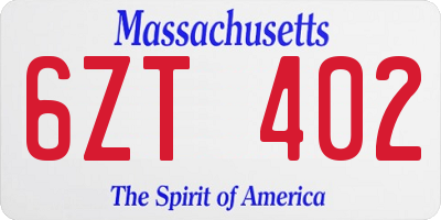 MA license plate 6ZT402