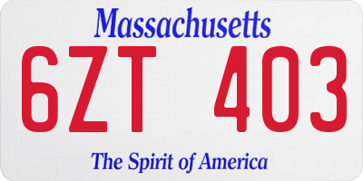 MA license plate 6ZT403