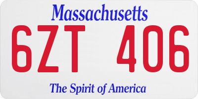 MA license plate 6ZT406