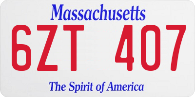 MA license plate 6ZT407