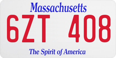 MA license plate 6ZT408