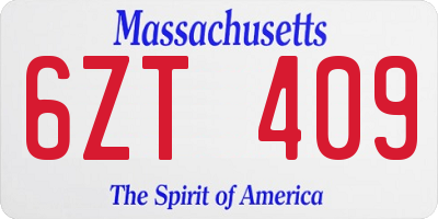 MA license plate 6ZT409