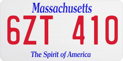 MA license plate 6ZT410