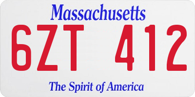 MA license plate 6ZT412