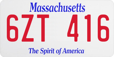 MA license plate 6ZT416