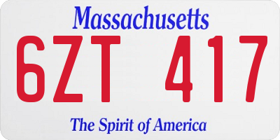 MA license plate 6ZT417
