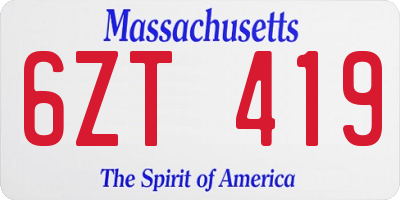 MA license plate 6ZT419