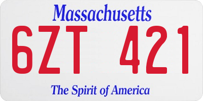 MA license plate 6ZT421