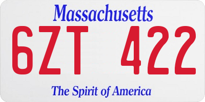 MA license plate 6ZT422
