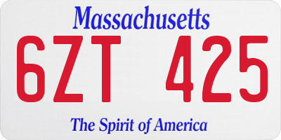 MA license plate 6ZT425