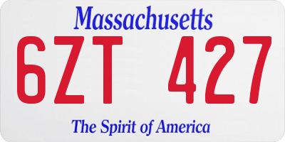 MA license plate 6ZT427