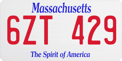 MA license plate 6ZT429