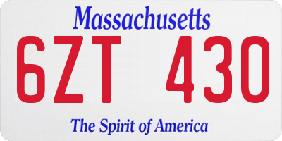MA license plate 6ZT430
