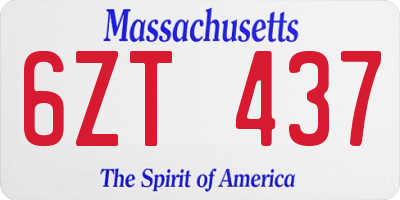 MA license plate 6ZT437
